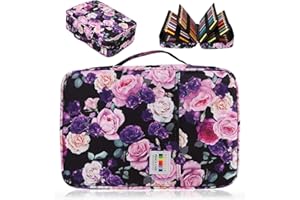 AYVANBER Duży piórnik z 304 przegródkami, kolorowy piórnik żelowy, piórnik lub 300 kolorów, torba do przechowywania markerów żelowych, etui dla studentów, Fioletowy, różowy, walizka