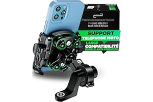 MOGGAM Support Telephone Moto 【Double Antivibration】 Porte Telephone Moto avec Corps et Anneau en Aluminium Support Telephone Velo 5,4 á 7,2" Support Téléphone VTT 【Libération Rapide】 comme Cadeau