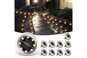 Solpex Lot de 10 mini lampes solaires de jardin, étanches, éclairage de paysage pour terrasse, cour, allée, allée (blanc chaud)