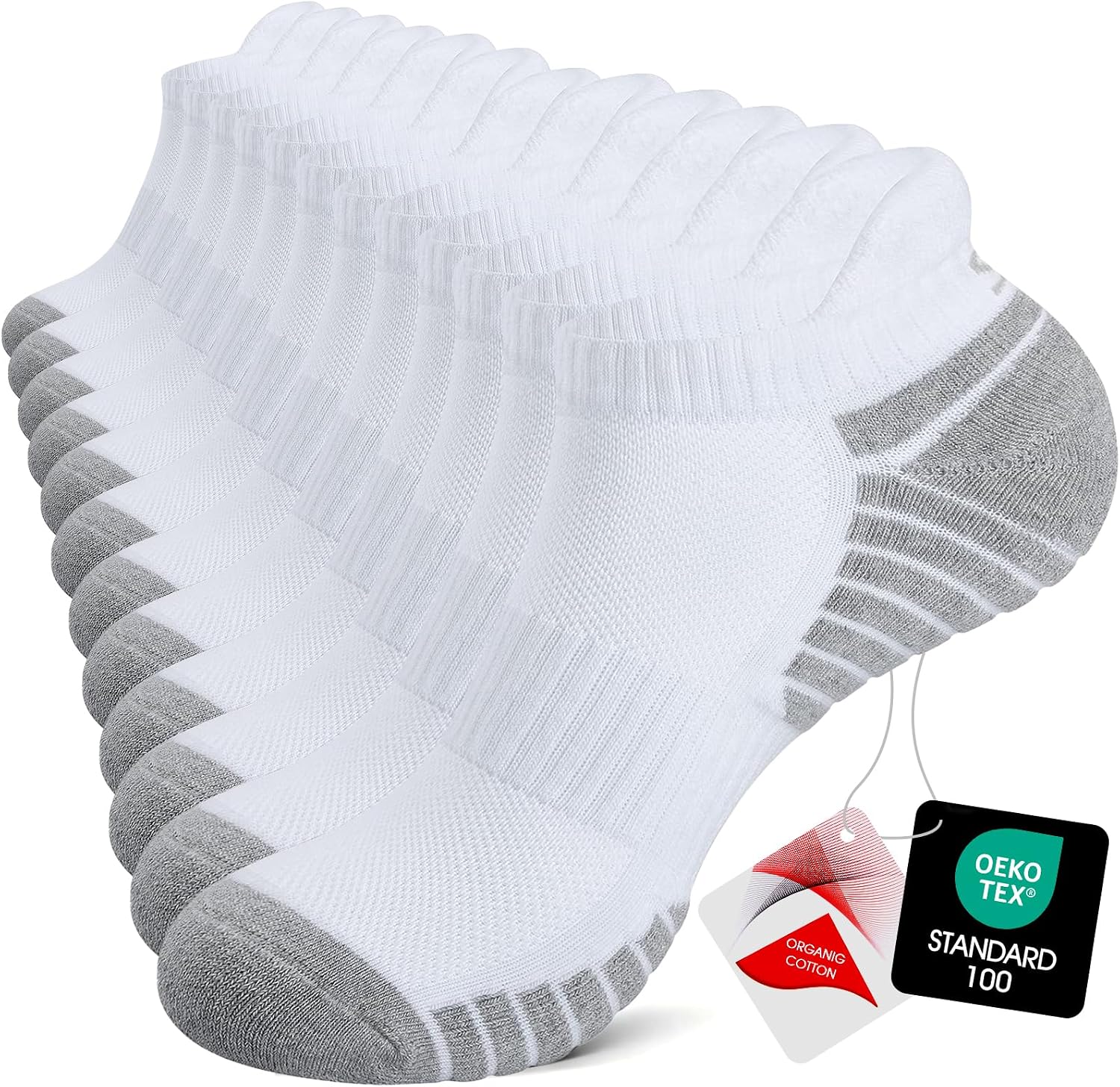 TANSTC Mens Running Socks Anti-Blister Cushioned Sports Socks Trainer Socks for Men Women Cotton Ankle Socks Low Cut Breathable Athletic Sock(6 Pairs)