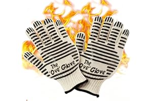 ZhiheHui 2-pack Striped short gloves Heat Resistant Fire Resistant Oven Gloves Hand Protection Grill Gloves, Revolutionary 932°F Extreme Heat for Grill, Oven, Cooking, Soldering (black)
