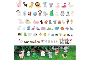 ELEKTHEIM Lot de 100 mini figurines d'animaux en résine - Canard, lion, éléphant, élan, dinosaure - Figurines miniatures - Paysage d'aquarium - Cadeau d'anniversaire - Décoration