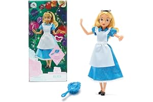 Disney Store Poupée pour Enfants Alice au Pays des Merveilles, 30 cm, avec Brosse, Jouet entièrement articulé avec Robe en Satin et Tablier - Convient aux 3 Ans et Plus