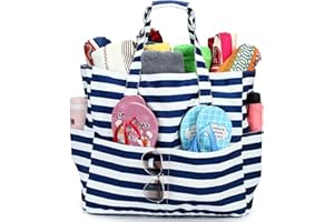 LEDAOU Bolsa de playa grande con cremallera para mujer, impermeable, bolsa de transporte, bolsa de transporte a prueba de arena con cremallera, piscina, fitness, bolsa de viaje familiar