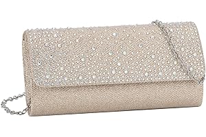 EVEOUT Abend Clutch mit funkelndem Kristall für Damen Elegante Handtasche mit Kette Braut Clutch Envelope Umhängetasche Geldbörse für Hochzeit Party Prom