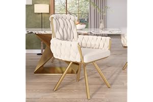 ModernLuxe 360° Swivel Dining Chairs 1PC, Light Luxury Kitchen Chairs with Raised Backrest and Metal Support Legs, Suitable for Living Room Dining Room Vanity, Velvet, Beige