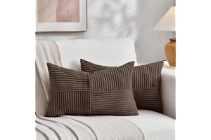 FDTERN Set med 2 boho kuddfodral för soffa, 40 x 60 cm, manchestersammet, modernt mjukt korsmönster, dekorativa kuddfodral fö