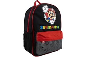 Super Mario Backpack | Mario School Bags For Boys | Gamer Backpack For Boys | Official Mario Bros Merchandise | Black One Size