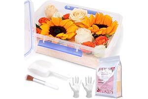 Aboofx 5LBS Silica Gel Flower Drying Kit, Reusable Color Indicating Flower Drying Silica Gel Crystals with Airtight Container, Brush, Ice Scraper & Gloves, DIY Flowers Preservation Kit for Art Craft