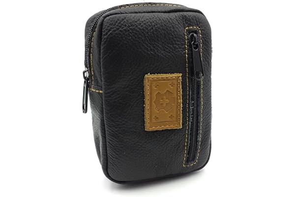 franartPiel - Pitillera de cuero, monedero con dos cremalleras hecha en Piel Ubrique (Negro)