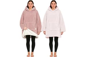 CalmyLIFE Hoodie Decke mit Ärmeln - Sherpa Wende Deckenpullover Oversize Kuscheldecke zum anziehen Kuschelponcho für Damen Herren XXL Poncho Blanket Pullover