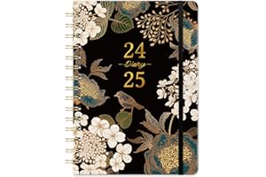 COLORAGE Academic Diary 2024-2025 - A5 Week to View Diary 2024-2025, Aug.2024 - Jul.2025, Twin-wire Binding, Beautiful and Elegant Hardcover, 21.5 x 15.5 x 1.5 cm - Black and Gold