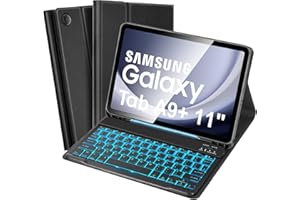 SOPPY Samsung Galaxy Tab A9+ / A9 Plus 11 Inch 2023 (SM-X210/X215/X216/X218) Keyboard Case with Backlit, UK Layout, Slim Cover with Detachable Wireless Keyboard for Galaxy Tab A9 Plus 11", Black