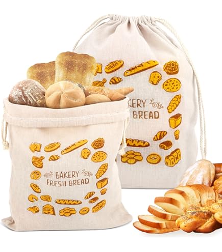 4 stuks linnen broodzakken, 30 x 40 cm, beige, broodzak voor het bewaren van brood, herbruikbare broodzakken, ongebleekt, broodzak om vers te houden, broodzak met trekkoord, linnen zak voor brood