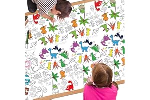 POPOYU Dinosaur Giant Colouring Table Cloth for Kids,137*274cm Dinosaur Colouring Poster Tablecloth Colouring Books Table Cover for Girls Boys School Party Poster Educational Doodle Art Activity Game