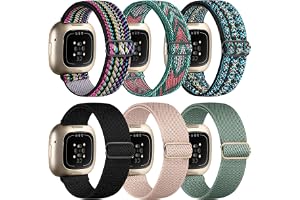 Chinbersky 6-pack klockrem kompatibel med Fitbit Versa 3 och 4 samt Sense och Sense 2, för kvinnor och män i mjukt justerbart stretchnylon