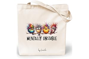 Loxato Bolsa Tote Bag Tela de Algodón con Frases Divertidas - Bolsa de Tela Grande y Reutilizable para Compras, Trabajo, Playa o Universidad - Diseño Aesthetic y Original 35x42x8 cm