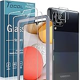 TOCOL 4 Piezas Protector de Pantalla para Samsung Galaxy A42 5G 2 Piezas Cristal Templado y 2 Piezas Protector de Lente de cá