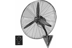 Bastilipo Ventilateur mural industriel en acier inoxydable, 160 W, 3 vitesses, noir