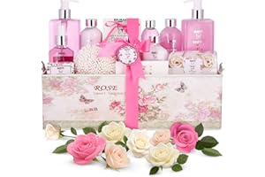 ‎BRUBAKER BRUBAKER Cosmetics zestaw do kąpieli i pod prysznic, zapach róż, 17-częściowy zestaw upominkowy Beauty w pudełku prezentowym w stylu vintage