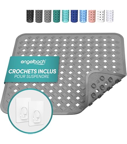 Tapis De Douche Antidérapant Gris 53x53 Cm - PVC, Ventouses, Résistant Moisissure, Fabriqué En Italie