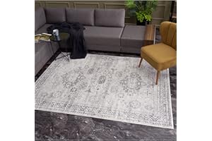 THE RUGS AREA RUG LIVING ROOM BEDROOM LARGE SMALL VINTAGE SOFT SHORT PILE BORDERED CLASSIC ORIENTAL DESIGN TRADITIONAL PERSIAN MOROCCAN BOHO CARPET - MEDIUM 120X170 CM, GREY NOMAD DESIGN