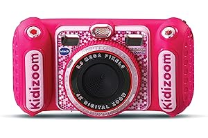VTech - KidiZoom Duo DX Rose, Appareil Photo Numérique Enfant 10 en 1, Photo, Selfie, Vidéo, Écran Couleur, Lecteur MP3, Casque Audio, Cadeau Enfant de 3 Ans à 12 Ans - Contenu en Français