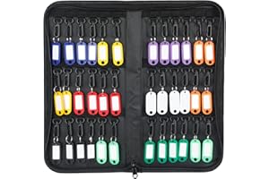 Uniclife Organisateur de Trousse à Clés à Fermeture Éclair Classeur à Clés Étanche et Ignifuge avec 36 Crochets et Étiquettes Livre de Rangement de Clés Portable pour Les Bureaux Hôtels et Locative