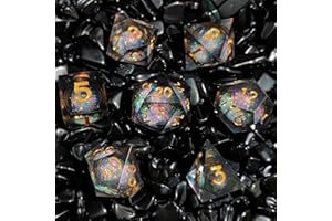 ORUZA 7-Piece Polyhedral DND Dice Set Liquid D&D Core Dice D4 D6 D8 D10 D12 D20 D% Quicksand Game Dice for Dungeons and Dragons RPG MTG Pathfinder Role Playing Game Dice