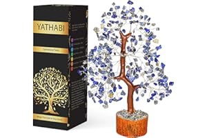 YATHABI Lapis Lazuli Feng Shui Gemstone Tree Natural Reiki Healing Crystal Trees Of Life Good Luck Fortune Prosperity Stone Chakra Money Bonsai Home Decorative Wealth Office Décor (Size 10-12 Inch)…