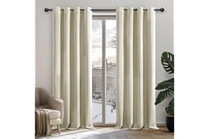 Deconovo Cortinas Opacas con Aislamiento térmico, para Sala de Estar, Dormitorio, diseño Moderno, con Ojales, 107 x 242 cm (Ancho x Alto), Beige Claro, 2 Unidades