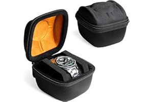 MATGEUT Single Hard Watch Travel Case - Timepiece Storage Organizer box fit large & small watches-with soft watch pillow