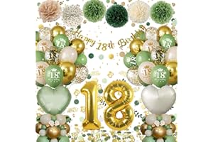 ALMAXI Globos 18 Cumpleaños, 18 Años Decoracion Cumpleaños Verdes Oro, 18 Años Globos Decoración Cumpleaños, Decoracion Fiesta 18 Cumpleaños, Guirnalda y Globos para Hombres Mujeres 18 Años Decoracione
