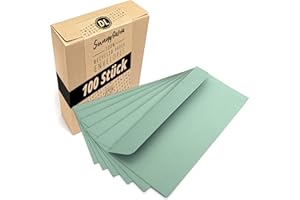 ‎JAPUN Japun – Briefumschläge (100 Stück) aus Papier, Kuvert, Umschlag ohne Fenster - DIN lang - 220 x 110 mm - grün