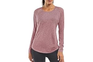 Gyabnw Camiseta Deportivo Mujer Camiseta de Manga Larga Holgada de Secado Rápido Camisetas de Cuello en V Yoga Fitness Running Top Ropa Deportiva Entrenamiento Atlético