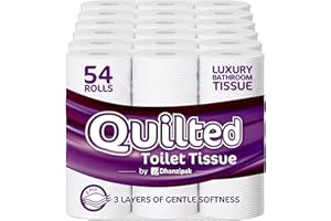 DHANZIPAK 54 Rolls of 3-Ply Premium Quilted Toilet Paper | Generous Length per Roll | Luxuriously Soft, Strong & Highly Absorbent Toilet Tissue