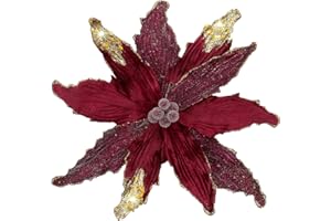 ‎BRIFUL Briful 4 Stücke Weihnachtsstern Christbaumschmuck Kunstblumen Weihnachtsblumen Glitter Poinsettia Kunstzweig Weihnachtliche Dekoration Weihnachtsbaum Neujahr Ornamente