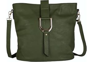 Mabel London Women’s Vegan Leather Crossbody Shoulder Bag – Medium Everyday Tote with Horseshoe Buckle & Zip Pocket – Frankie