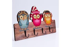 Mevsim Store Portemanteau enfant - Fait main - 4 crochets métalliques - 39,50x19,50 cm - Portemanteau avec animaux - Portemanteau suspendu - Bois - Portemanteau mural - Avec supports