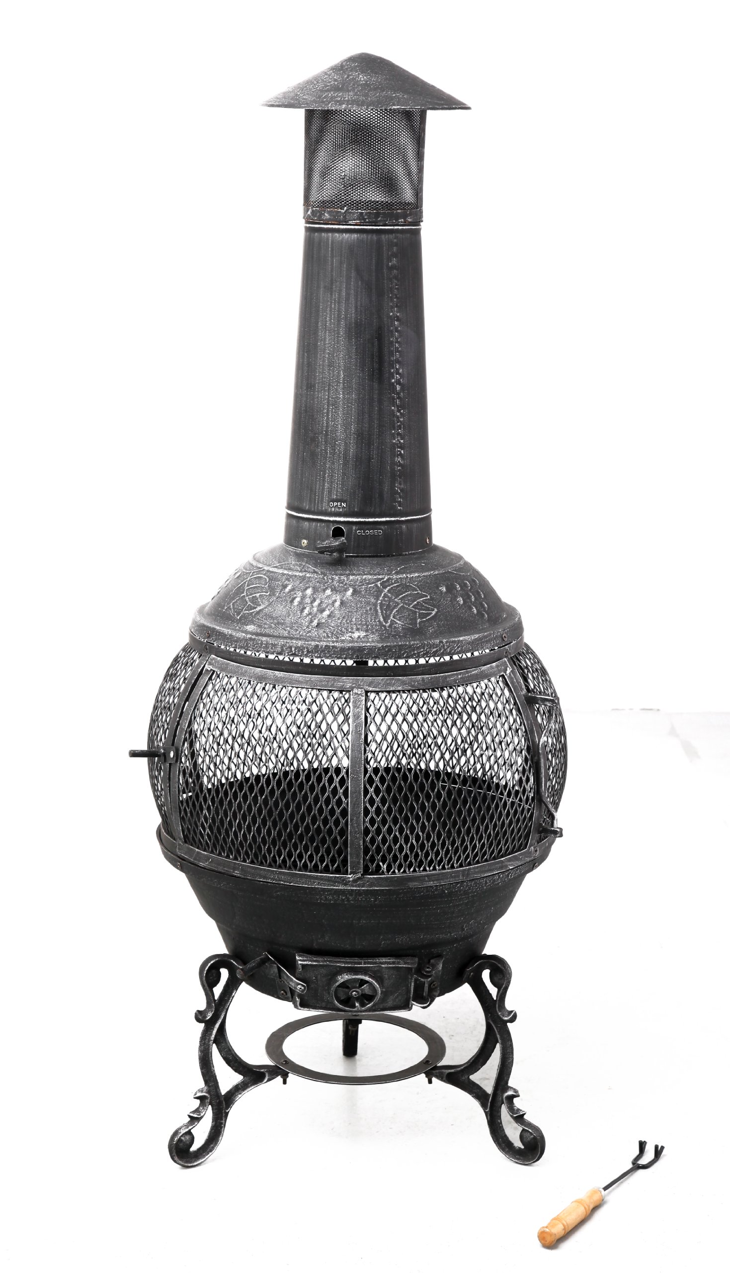 tepro Guss-Feuerstelle Jacksonville, schwarz/grau (52 x 52 x 140 cm)