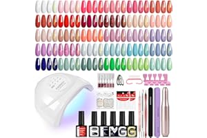 Phoenixy Kit Semipermanente Unghie 30 Colori Rosa Rosso Blu Kit Unghie Gel Completo 48 W UV/LED Lampada Gel Semipermanente Unghie Base Coat Top Coat Fresa Per Unghie Nail Art per Principianti