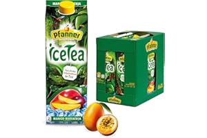 ‎PFANNER Pfanner Eistee Mango-Maracuja im Vorratspack – Direkt aufgebrühter Schwarztee mit Mangosaft und Maracujasaft verfeinert (6 x 2 l)