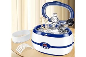 DEEPRBLING Ultrasonic Cleaning Device Ultrasonic Cleaner 600 ml Ultrasonic Device with Digital Timer for Glasses, Rings, Coins, Finger Rings, Money, Dentures 45 KHz