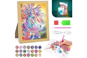 OSIKAY Unicorn Gifts for 6 7 8 9 10 11 Year Old Girls, Arts and Crafts for Kids Age 5-12 DlY 5D Diamond Painting Night Light Toys for Girls Age 5+ Kids Horse Craft Kits Art Set Birthday Present Decoration