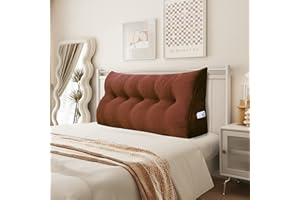 Johnear Poduszka klinowa, poduszka do czytania na łóżko i sofę, poduszka pod oparcie, zagłówek do łóżka, duża trójkątna poduszka lędźwiowa (brązowa, 160 cm)