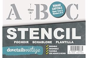 Dovetails Vintage Stencil lettere 40 mm di altezza, stile roman, lettere maiuscole e numeri.
