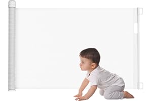 UISEBRT Kratka ochronna na drzwi, rolowana, kratka ochronna na schody, wysuwana, 0-180 cm, dla niemowląt i zwierząt domowych, biała