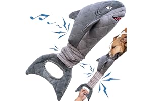 VITSCAN Juguetes para perros pequeños, juguetes chirriantes y resistentes para masticadores agresivos, juguetes masticables de peluche para dentición, juguetes interactivos de tiburón para mantenerlos