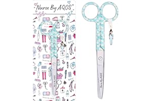 Nurse By AQOS - Tijeras enfermeria - Tijeras punta afilada - Enfermera Apuros - TCAE Accesorios - Material para Enfermeras - Regalos Para Enfermeras - Tijeras Vendaje (Margarita)