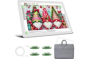 KEIWRLIGHT Leuchttisch A3 mit Tasche, 5600 Lux Sehr Hell LED Lightpad mit Seitliche Tasten, Magnetischer Clip, 6 Stufige Dimmung 3 Farbtemperatur Light Pad Lichtpad für Diamond Painting, Zeichnen Skizzieren